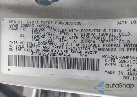 2003 Toyota Highlander Limited V6 из США, поврежденный, VIN JTEGF21A330085464